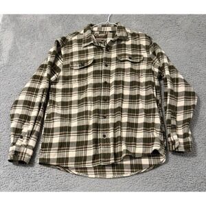 Orvis Flannel Shirt‎ Jacket L Plaid Button Up Thick Shacket Pockets